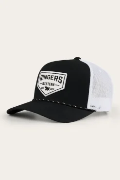 Garage Trucker Cap - Black with White Print