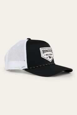 Garage Trucker Cap - Black with White Print