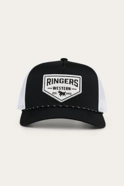 Garage Trucker Cap - Black with White Print