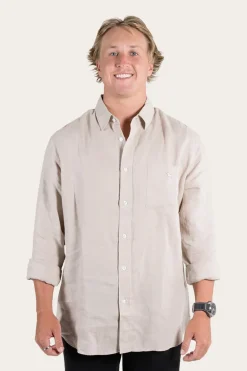Glenmorgan Mens Relaxed Linen Dress Shirt - Stone