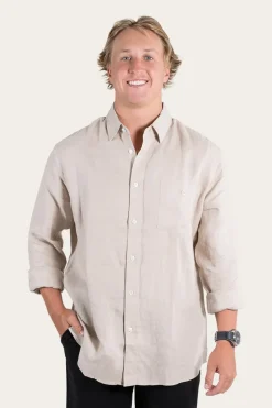 Glenmorgan Mens Relaxed Linen Dress Shirt - Stone