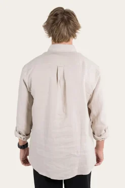 Glenmorgan Mens Relaxed Linen Dress Shirt - Stone