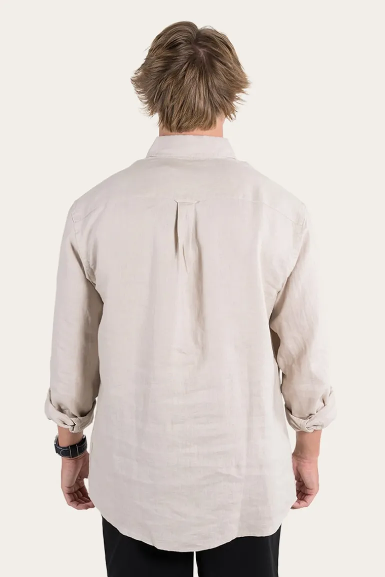Glenmorgan Mens Relaxed Linen Dress Shirt - Stone