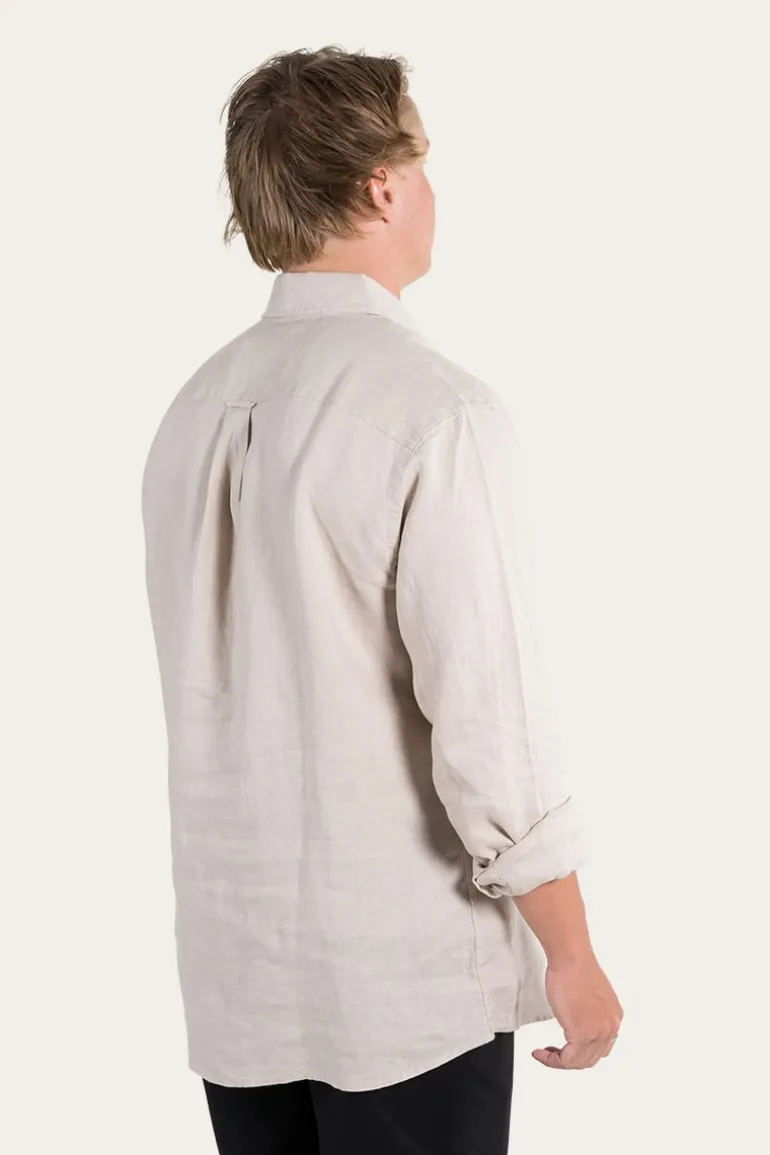 Glenmorgan Mens Relaxed Linen Dress Shirt - Stone
