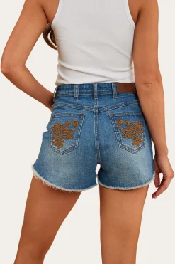 Gracie Womens Denim Short - Mid Wash Blue
