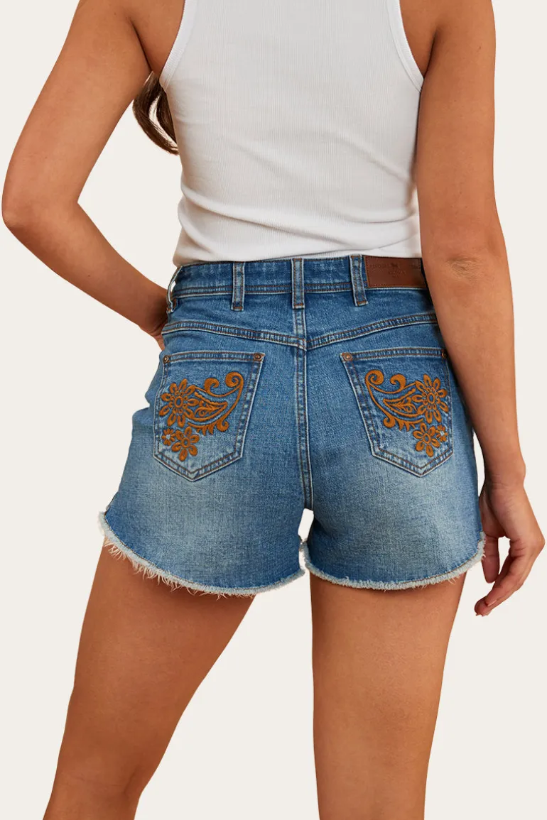 Gracie Womens Denim Short - Mid Wash Blue