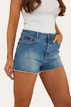 Gracie Womens Denim Short - Mid Wash Blue