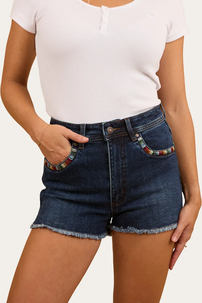 Gracie Womens Denim Short - Dark Wash Blue