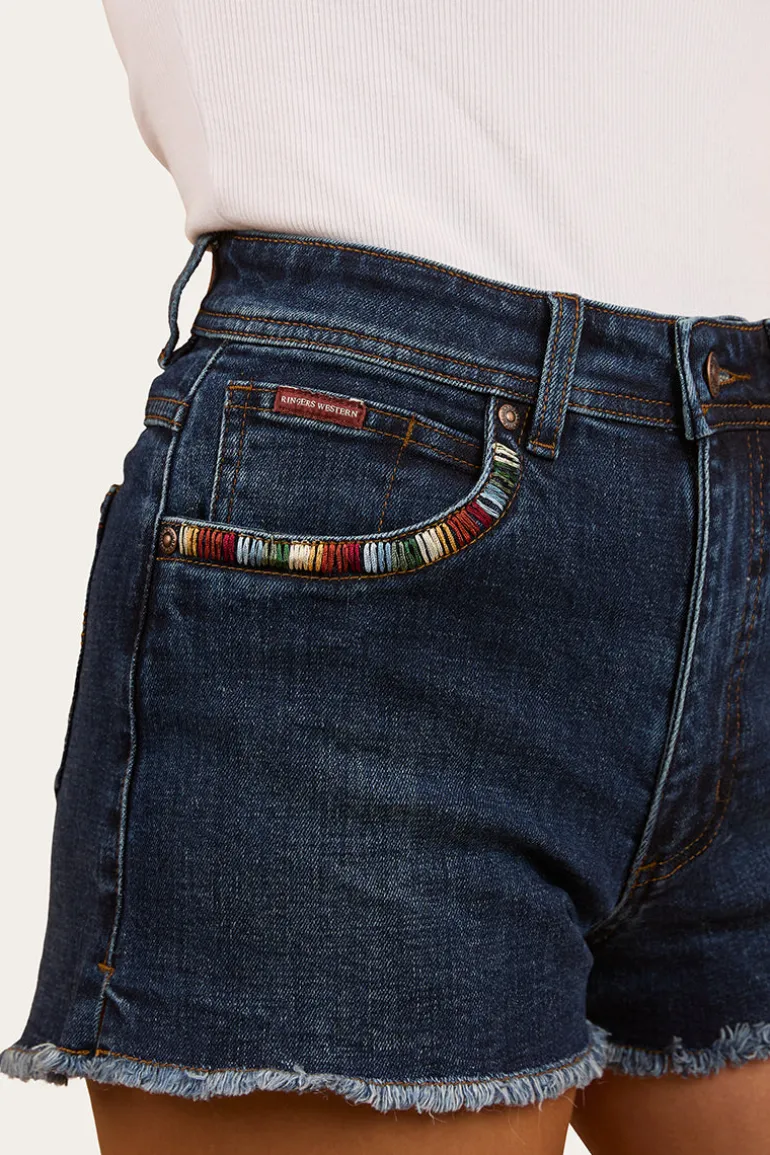Gracie Womens Denim Short - Dark Wash Blue