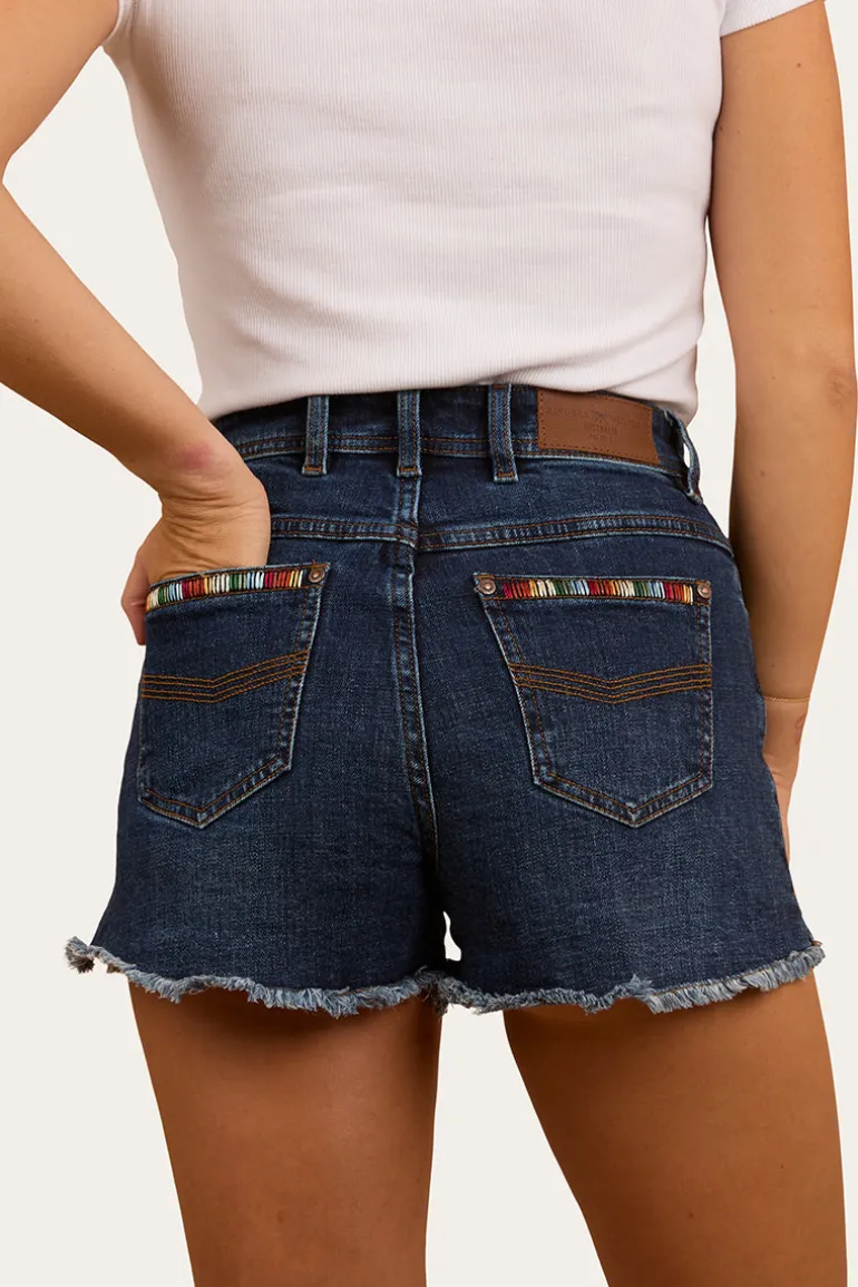 Gracie Womens Denim Short - Dark Wash Blue