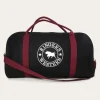 Gundagai Duffle Bag - Black & Maroon with White Print