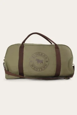 Gundagai Duffle Bag - Khaki with Deep Brown Print