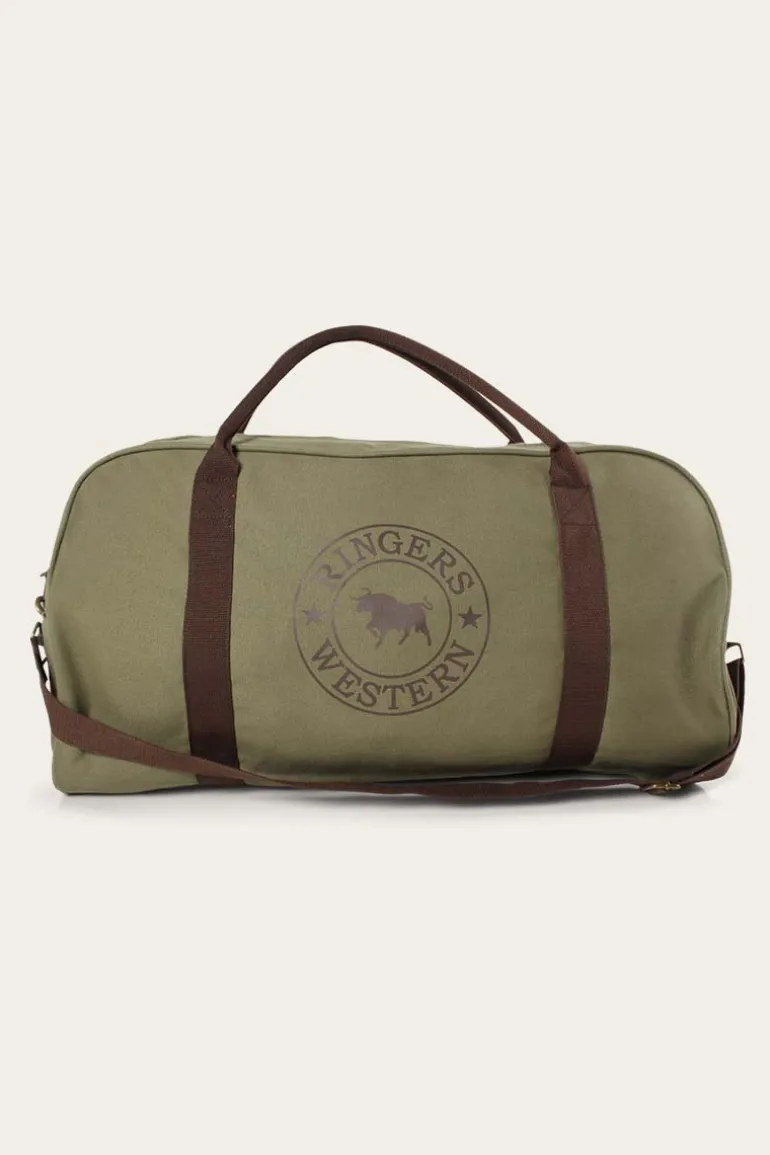 Gundagai Duffle Bag - Khaki with Deep Brown Print