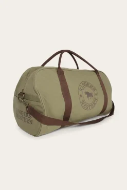 Gundagai Duffle Bag - Khaki with Deep Brown Print