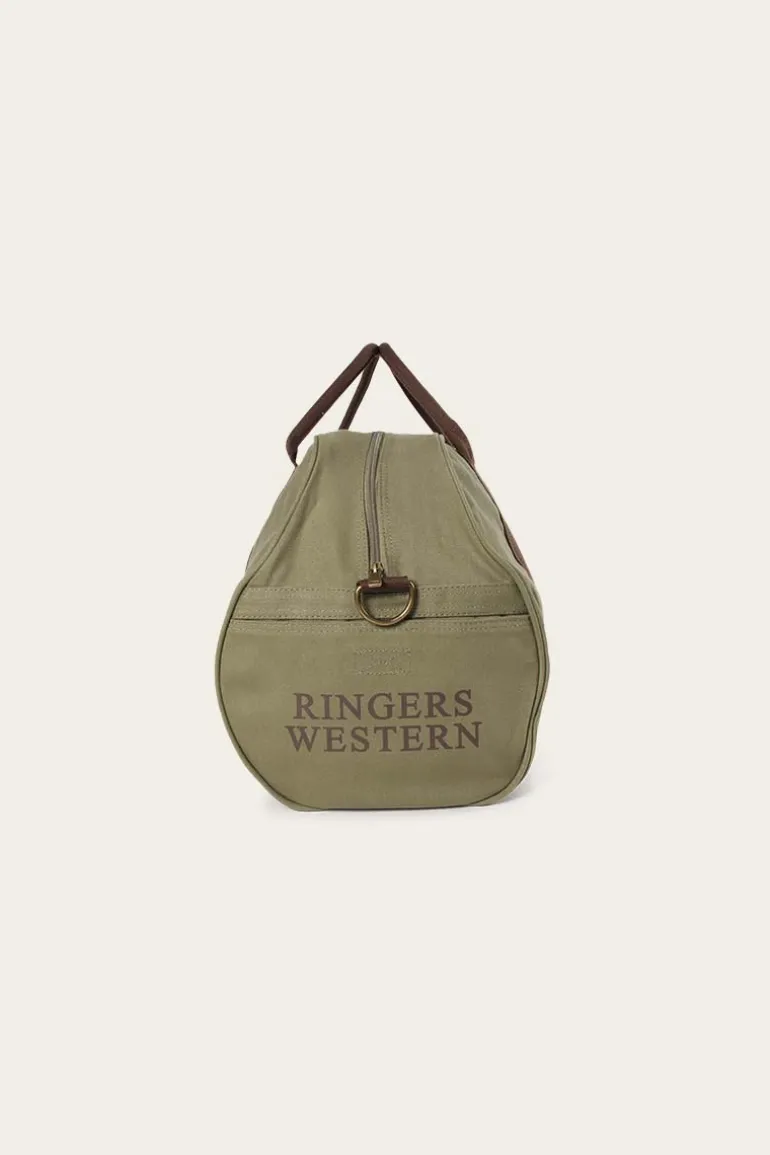 Gundagai Duffle Bag - Khaki with Deep Brown Print