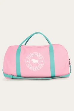 Gundagai Duffle Bag - Pink and Mint with White Logo