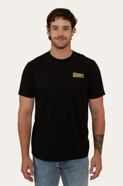 Half Cut Mens Loose Fit T-Shirt - Black