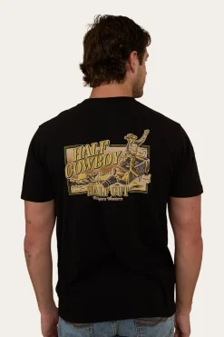 Half Cut Mens Loose Fit T-Shirt - Black