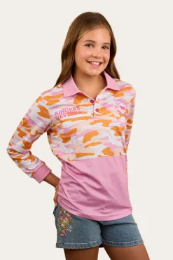 Halls Creek Kids Fishing Jersey - Pink Camo