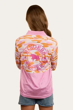 Halls Creek Kids Fishing Jersey - Pink Camo