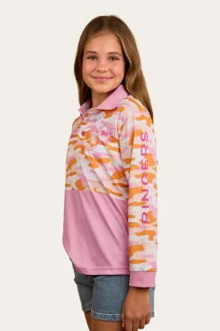 Halls Creek Kids Fishing Jersey - Pink Camo