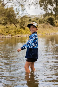 Halls Creek Kids Fishing Jersey - Blue Camo