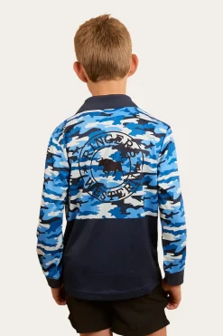Halls Creek Kids Fishing Jersey - Blue Camo