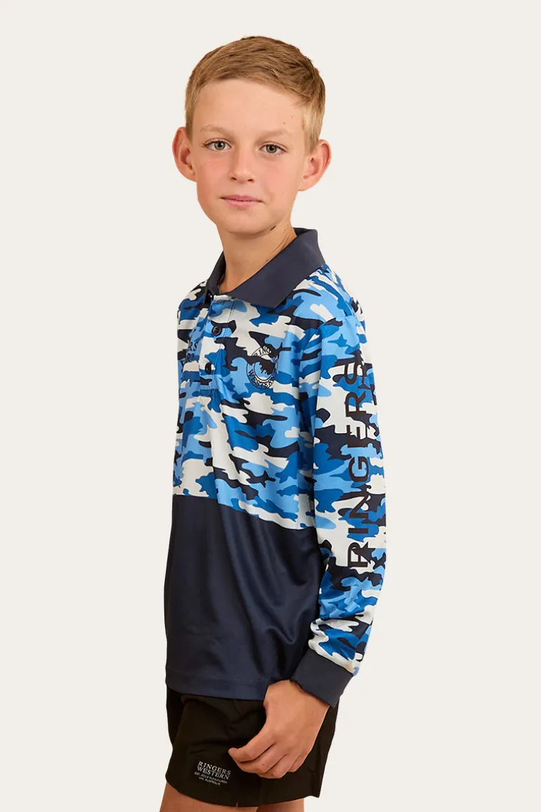 Halls Creek Kids Fishing Jersey - Blue Camo