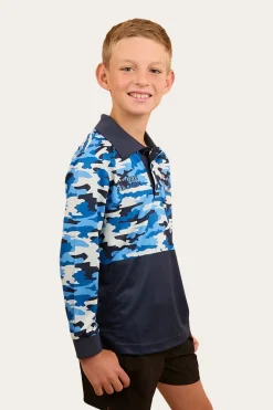 Halls Creek Kids Fishing Jersey - Blue Camo