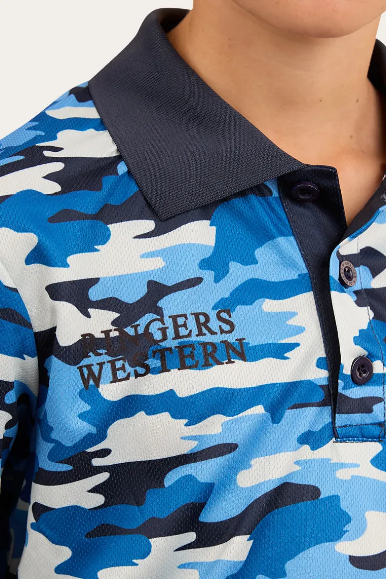 Halls Creek Kids Fishing Jersey - Blue Camo