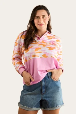 Halls Creek Unisex Fishing Jersey - Pink Camo
