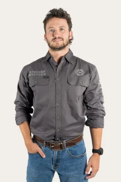 Hawkeye Mens Full Button Work Shirt - Magnum/Ultimate Grey