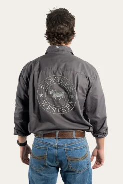 Hawkeye Mens Full Button Work Shirt - Magnum/Ultimate Grey