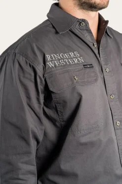 Hawkeye Mens Full Button Work Shirt - Magnum/Ultimate Grey