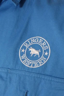 Hawkeye Mens Full Button Work Shirt - Blue/White