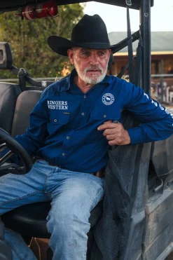 Hawkeye Mens Full Button Work Shirt - Navy/White