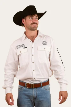 Hawkeye Mens Full Button Work Shirt - White/Black