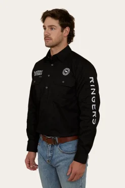 Hawkeye Mens Half Button Work Shirt - Black