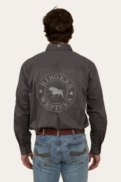 Hawkeye Mens Half Button Work Shirt - Magnum/Ultimate Grey