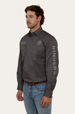 Hawkeye Mens Half Button Work Shirt - Magnum/Ultimate Grey