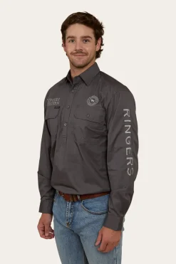 Hawkeye Mens Half Button Work Shirt - Magnum/Ultimate Grey