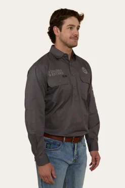 Hawkeye Mens Half Button Work Shirt - Magnum/Ultimate Grey