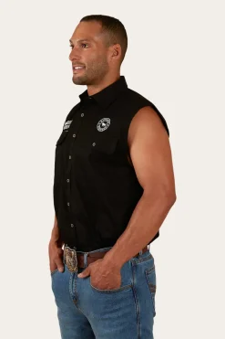 Hawkeye Mens Sleeveless Work Shirt - Black/White