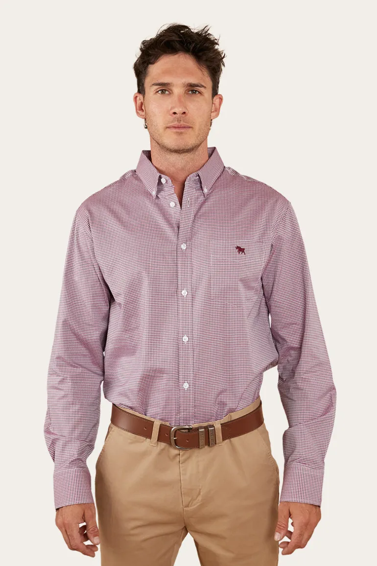 Heritage Mens Check Dress Shirt - Burgundy