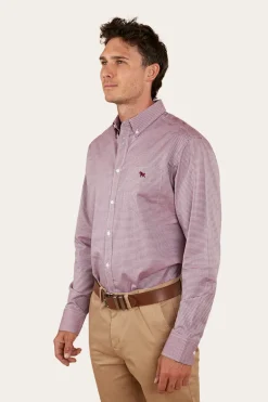 Heritage Mens Check Dress Shirt - Burgundy