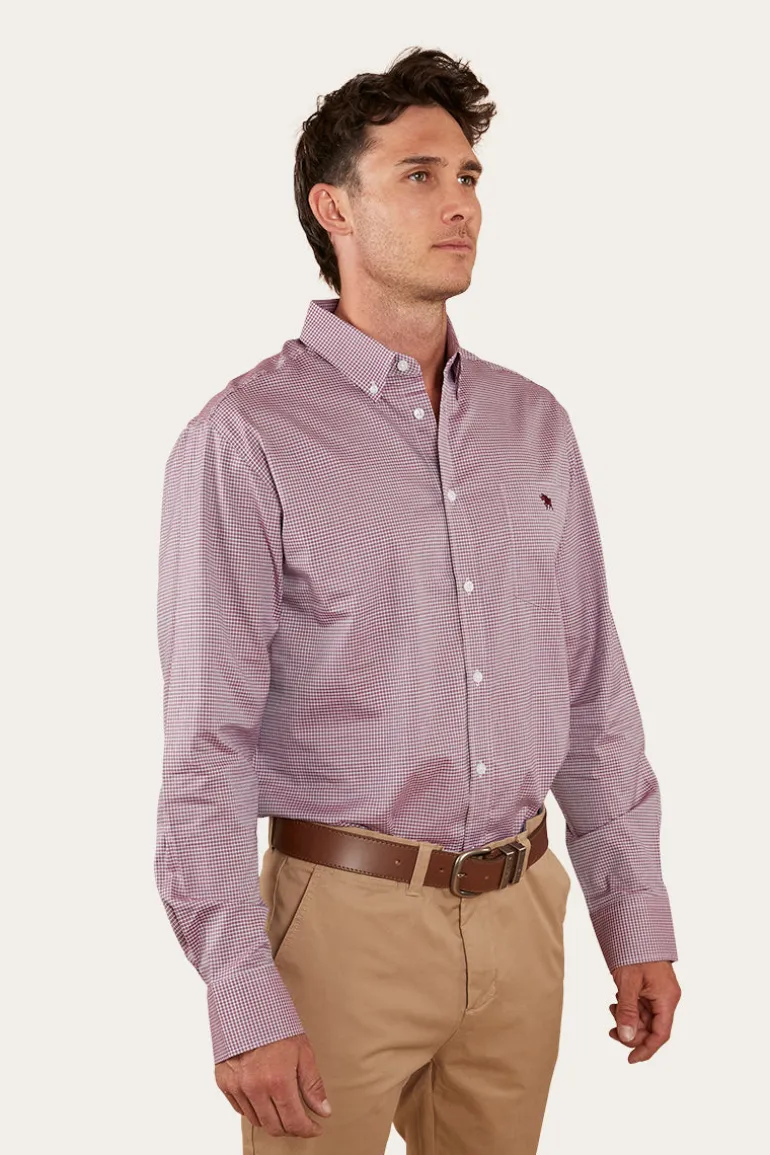 Heritage Mens Check Dress Shirt - Burgundy