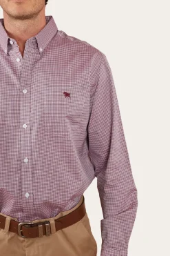 Heritage Mens Check Dress Shirt - Burgundy