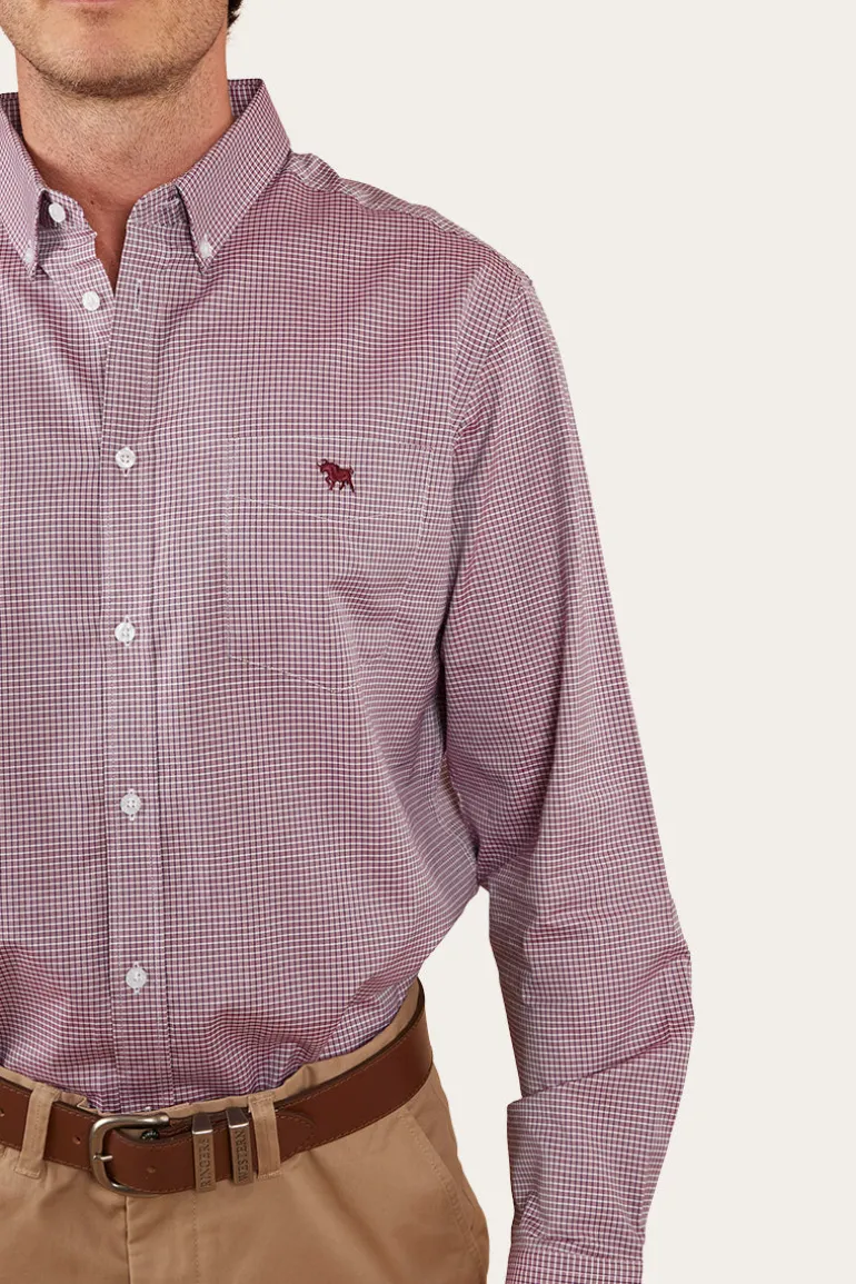 Heritage Mens Check Dress Shirt - Burgundy