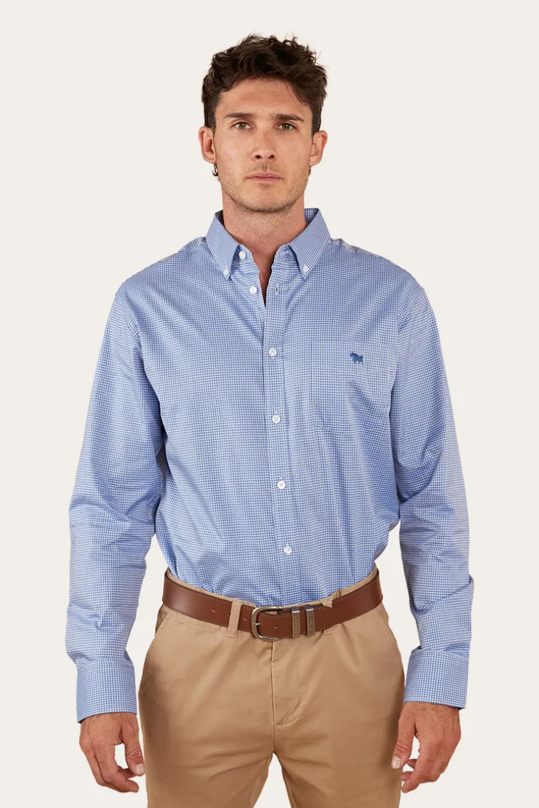 Heritage Mens Check Dress Shirt - Blue