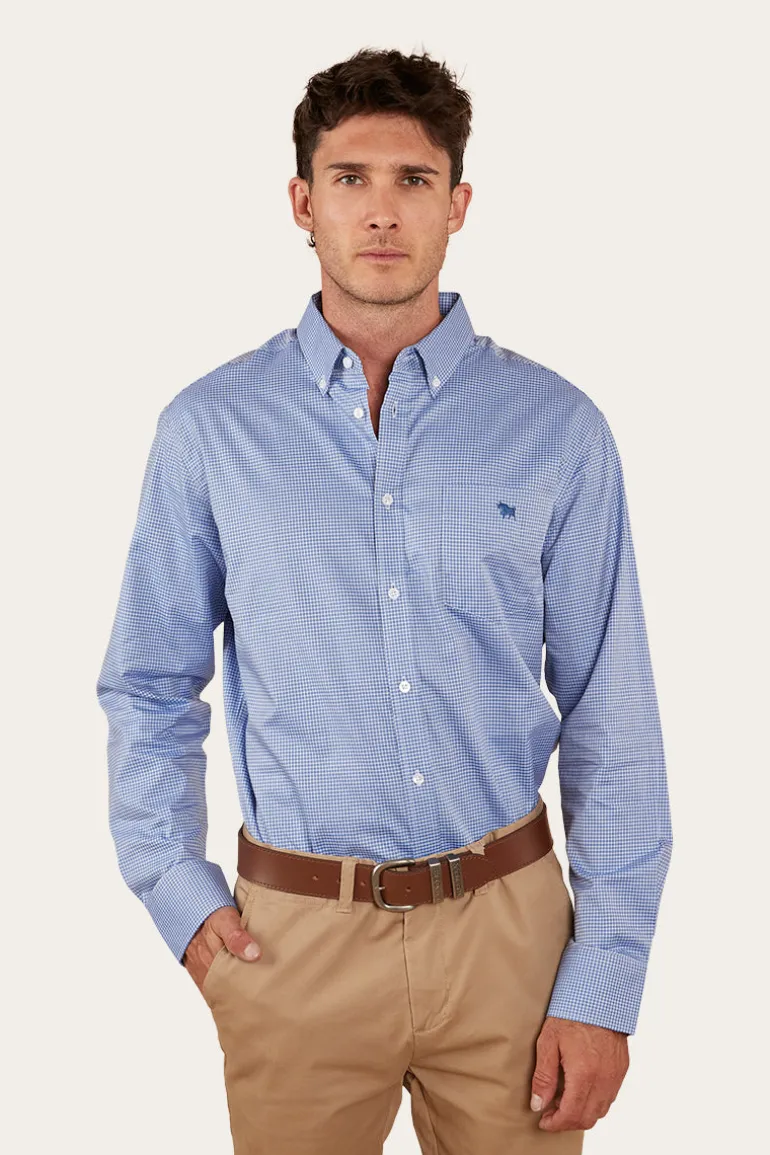 Heritage Mens Check Dress Shirt - Blue